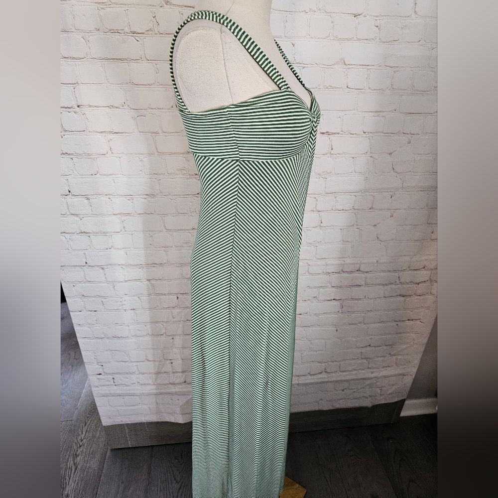 Max Studio Micro Striped Maxi Dress | Green & White | XS | EUC - Picture 8 of 10